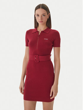 Guess Guess Sukienka dzianinowa V6RK08 Z4642 Bordowy Slim Fit