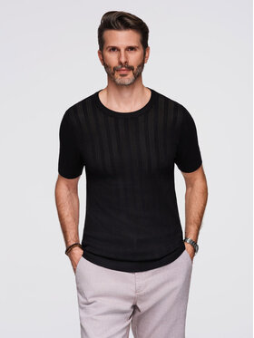 Ombre Ombre T-Shirt OM-TSCT-0251 Czarny Slim Fit