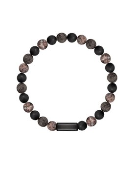 Lilou Lilou Náramok Stones z brązowymi kamieniami, męska Čierna