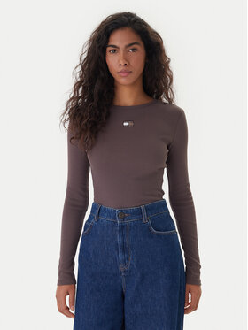 Tommy Jeans Tommy Jeans Bluse DW0DW20178 Braun Slim Fit