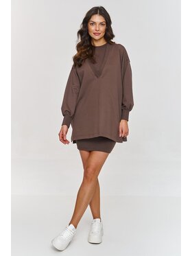 Makadamia Makadamia Komplet bluza i sukienka m867 Brązowy Fitted Fit