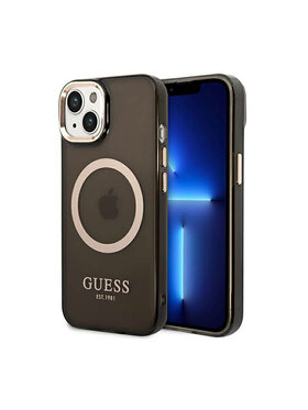 Guess Guess Etui na telefon Gold Outline Translucent MagSafe Czarny