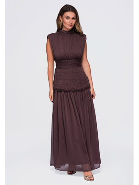 Ombre Ombre Sukienka wieczorowa LA-OM-DLR446 Brązowy Regular Fit