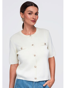 Ombre Ombre Bluzka OW-TS-E0084 Beżowy Regular Fit