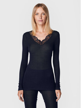 Hanro Hanro Блуза Woolen Lace 2994 Черен Slim Fit