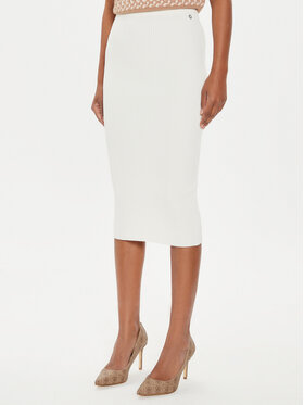 Guess Guess Fustă tip creion W4YD77 Z2YN2 Alb Slim Fit