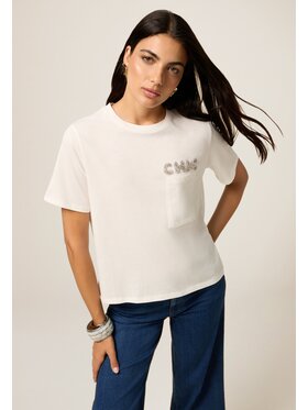 Oltre Oltre T-Shirt G020J004377N011 Biały Regular Fit