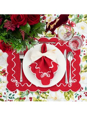Roseberry Home Roseberry Home Podkładka na stół haftowana White Christmas Bows Czerwony