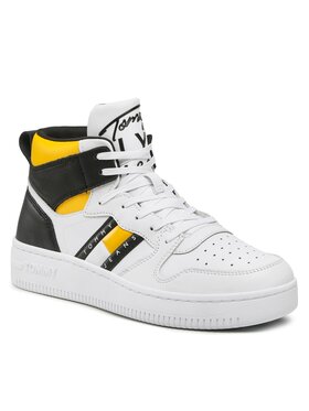 Tommy Jeans Tommy Jeans Laisvalaikio batai Retro Basket Mid Cut EM0EM01142 Balta