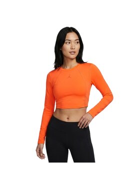 Nike Nike Bluzka Spt Longsleeve Crop Top Pomarańczowy Regular Fit