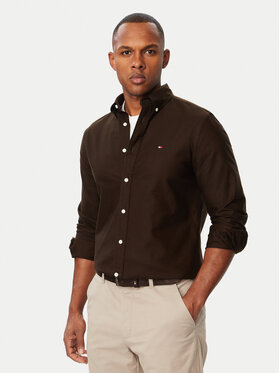Tommy Hilfiger Tommy Hilfiger Koszula Solid Heritage MW0MW35774 Brązowy ciemny Regular Fit