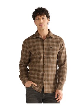 Wrangler Wrangler Koszula 112386948 Brązowy Regular Fit