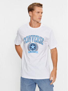 Converse Converse Тишърт Chuck Retro Collegiate Ss Tee 10025275-A02 Бял Regular Fit