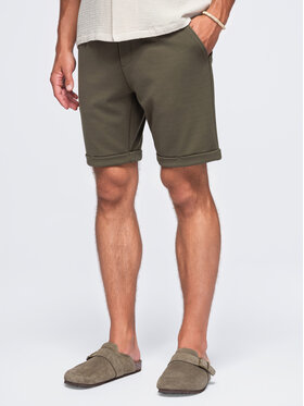 Ombre Ombre Szorty materiałowe OM-SRCS-0206 Khaki Boxy Fit