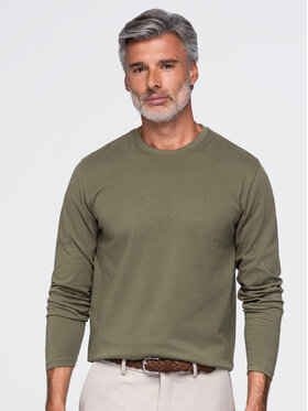 Ombre Ombre S dlouhým rukávem OM-LSBL-0142 Khaki Regular Fit