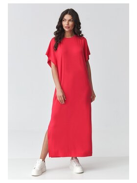Makadamia Makadamia Sukienka codzienna M927 Czerwony Loose Fit
