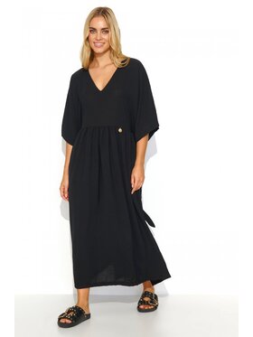 Makadamia Makadamia Sukienka letnia M835 Czarny Oversize