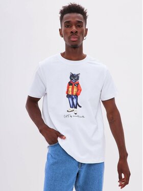 CAT by maniita lacitta CAT by maniita lacitta T-Shirt Printed men's t-shirt with CAT Biały Regular Fit