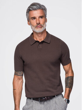 Ombre Ombre Polo OM-POSS-0178 Brązowy ciemny Regular Fit