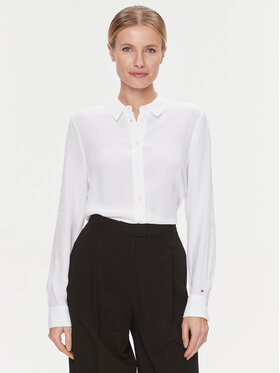 Tommy Hilfiger Tommy Hilfiger Hemd Fluid Viscose Crepe Shirt WW0WW40535 Weiß Regular Fit