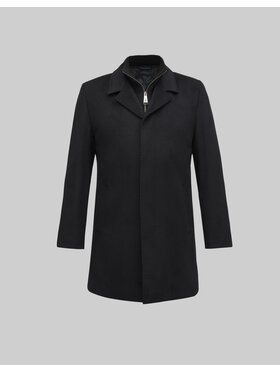 Borgio Borgio Płaszcz wełniany serre_01_c Czarny Slim Fit