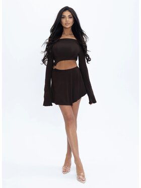 Love Saints Love Saints Sukienka dzianinowa L26LF-SU-K10 Brązowy Slim Fit