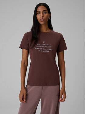4F 4F T-Shirt SELF LOVE Brązowy ciemny Regular Fit