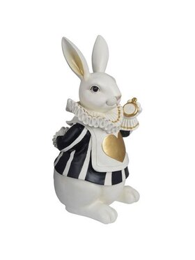 MIAhome MIAhome Figurka królik ze złotym sercem i zegarkiem 33x17,5x14,5 cm RUFO - IV Biały