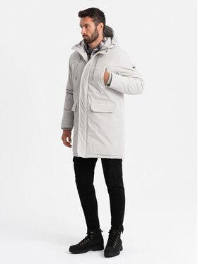 Ombre Ombre Parka OM-JALJ-0166 Biały Regular Fit