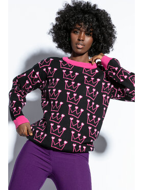 Fobya Fobya Sweter F1810 Czarny Regular Fit