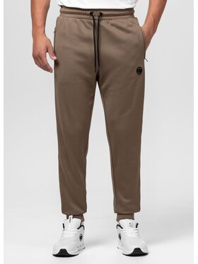 PITBULL PITBULL Spodnie dresowe Tape Logo Brązowy Regular Fit