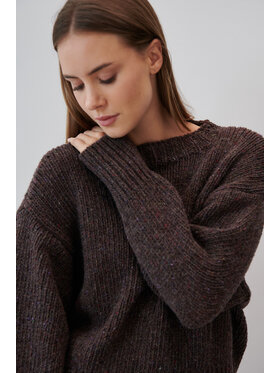 Fobya Fobya Sweter F2055 Brązowy Basic Fit