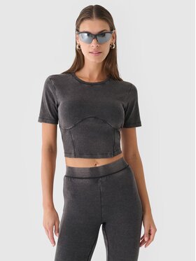 4F 4F Τοπ 4FRAW24TTSHF2581-20S Μαύρο Slim Fit