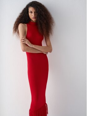 La Mania La Mania Sukienka dzianinowa KHAI Czerwony Basic Fit