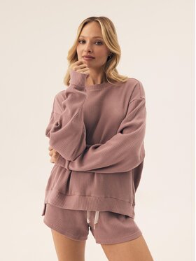 Esotiq Esotiq Komplet bluza i szorty sportowe 42413 Różowy Loose Fit