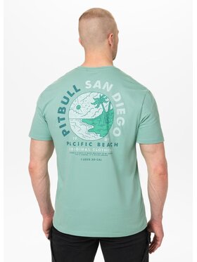 PITBULL PITBULL T-Shirt Koszulka męska PLANET SURF M Zielony Regular Fit