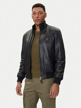 Aeronautica Militare Aeronautica Militare Kožená bunda 252PN0959UPL00303 Čierna Regular Fit