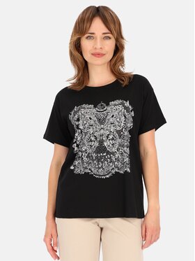 Perso Perso T-Shirt TCE240246F Czarny Regular Fit