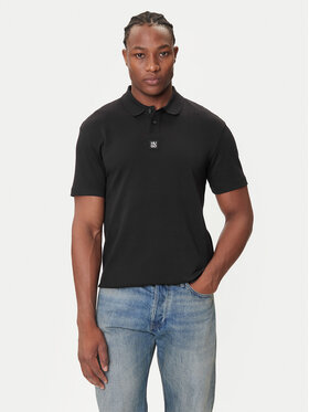 HUGO HUGO Тениска с яка и копчета Deabono_D 50517638 Черен Regular Fit