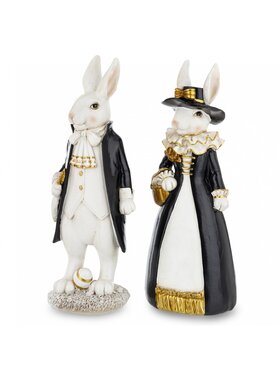 MIAhome MIAhome Figurka elegancka para królików idzie z wizytą 36x11,5x10,5 cm Biały