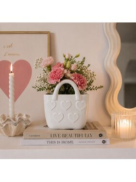 MIAhome MIAhome Wazon ceramiczny TORBA w serca Biały