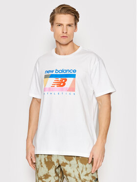 New Balance New Balance T-shirt Ath Amp MT21502 Blanc Relaxed Fit