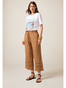 Oltre Oltre Pantaloni di tessuto P264J002329N022 Marrone Baggy Fit