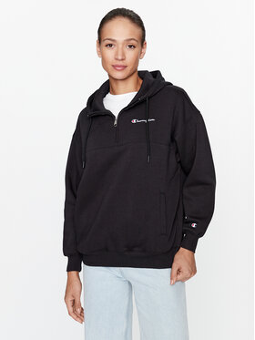 Champion Champion Majica dugih rukava Hooded Half Zip Sweatshirt 116581 Crna Oversize