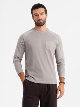 Ombre Ombre Longsleeve OM-LSCL-0109 Szary Regular Fit