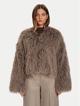 Eleh Eleh Кожено палто Grigio Fango EFW250306 Кафяв Regular Fit