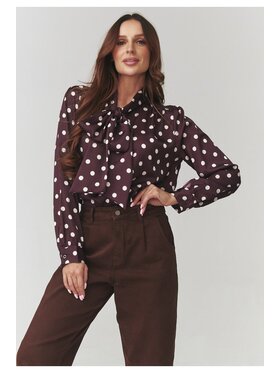 Makadamia Makadamia Koszula C17 Bordowy Loose Fit