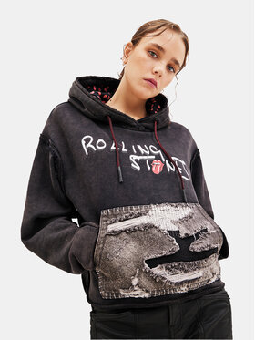 Desigual Desigual Džemperis ar kapuci 23WWSK58 Melns Regular Fit
