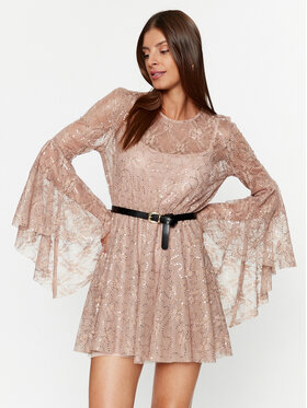 ViCOLO ViCOLO Коктейлна рокля TR0261 Бежов Regular Fit