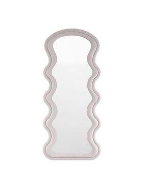 MIAhome MIAhome Lustro w falistej ramie aksamitne szarobeżowe Szary